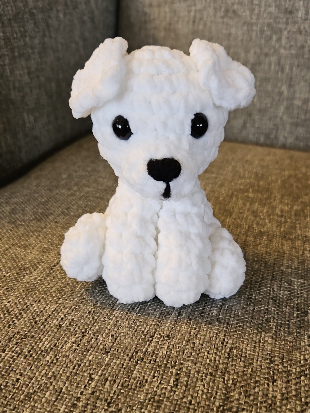 Handmade Crochet Amigurumi White Dog